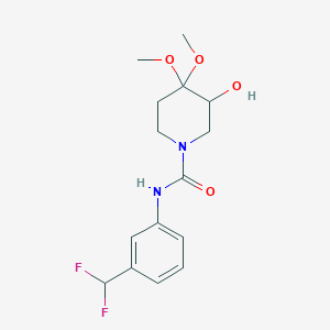 molecular formula C15H20F2N2O4 B7094119 N-[3-(difluoromethyl)phenyl]-3-hydroxy-4,4-dimethoxypiperidine-1-carboxamide 