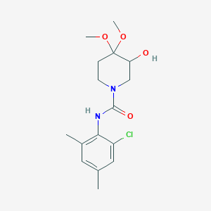 molecular formula C16H23ClN2O4 B7094151 N-(2-chloro-4,6-dimethylphenyl)-3-hydroxy-4,4-dimethoxypiperidine-1-carboxamide 