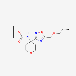molecular formula C16H27N3O5 B7094158 tert-butyl N-[4-[5-(propoxymethyl)-1,2,4-oxadiazol-3-yl]oxan-4-yl]carbamate 