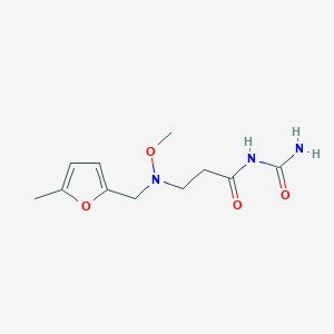 molecular formula C11H17N3O4 B7094446 N-carbamoyl-3-[methoxy-[(5-methylfuran-2-yl)methyl]amino]propanamide 