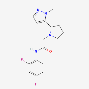 molecular formula C16H18F2N4O B7094482 N-(2,4-difluorophenyl)-2-[2-(2-methylpyrazol-3-yl)pyrrolidin-1-yl]acetamide 