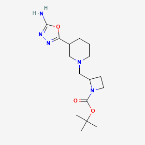 molecular formula C16H27N5O3 B7094569 Tert-butyl 2-[[3-(5-amino-1,3,4-oxadiazol-2-yl)piperidin-1-yl]methyl]azetidine-1-carboxylate 