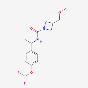 molecular formula C15H20F2N2O3 B7094636 N-[1-[4-(difluoromethoxy)phenyl]ethyl]-3-(methoxymethyl)azetidine-1-carboxamide 