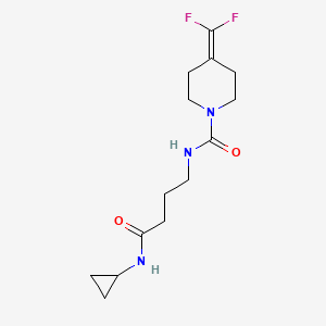 molecular formula C14H21F2N3O2 B7094640 N-[4-(cyclopropylamino)-4-oxobutyl]-4-(difluoromethylidene)piperidine-1-carboxamide 