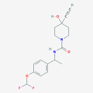 molecular formula C17H20F2N2O3 B7094662 N-[1-[4-(difluoromethoxy)phenyl]ethyl]-4-ethynyl-4-hydroxypiperidine-1-carboxamide 