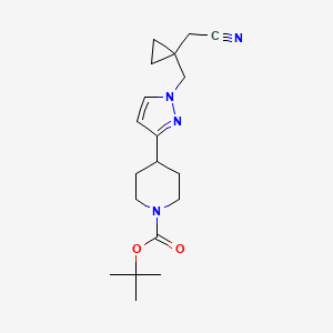 molecular formula C19H28N4O2 B7094834 Tert-butyl 4-[1-[[1-(cyanomethyl)cyclopropyl]methyl]pyrazol-3-yl]piperidine-1-carboxylate 