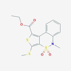 molecular formula C15H15NO4S3 B070949 Ethyl 5-methyl-3-methylsulfanyl-4,4-dioxothieno[3,4-c][2,1]benzothiazine-1-carboxylate CAS No. 175276-42-3