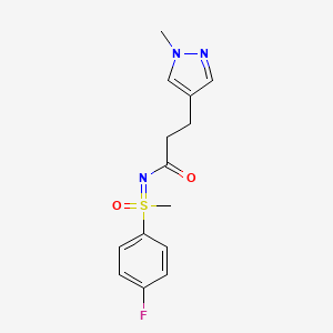 molecular formula C14H16FN3O2S B7094923 N-[(4-fluorophenyl)-methyl-oxo-lambda6-sulfanylidene]-3-(1-methylpyrazol-4-yl)propanamide 