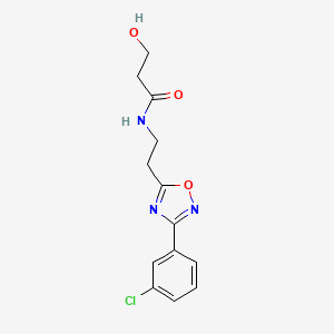 molecular formula C13H14ClN3O3 B7095084 N-[2-[3-(3-chlorophenyl)-1,2,4-oxadiazol-5-yl]ethyl]-3-hydroxypropanamide 