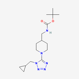 molecular formula C16H28N6O2 B7095244 tert-butyl N-[[1-[1-(cyclopropylmethyl)tetrazol-5-yl]piperidin-4-yl]methyl]carbamate 