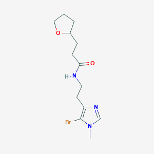 molecular formula C13H20BrN3O2 B7095278 N-[2-(5-bromo-1-methylimidazol-4-yl)ethyl]-3-(oxolan-2-yl)propanamide 