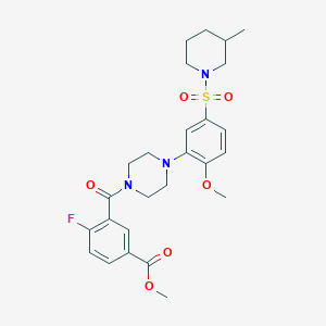 molecular formula C26H32FN3O6S B7095333 Methyl 4-fluoro-3-[4-[2-methoxy-5-(3-methylpiperidin-1-yl)sulfonylphenyl]piperazine-1-carbonyl]benzoate 