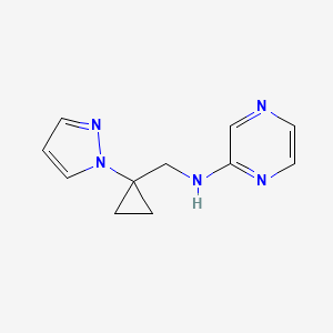 molecular formula C11H13N5 B7095355 N-[(1-pyrazol-1-ylcyclopropyl)methyl]pyrazin-2-amine 