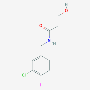 molecular formula C10H11ClINO2 B7095436 N-[(3-chloro-4-iodophenyl)methyl]-3-hydroxypropanamide 