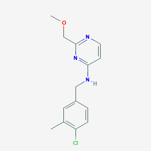 molecular formula C14H16ClN3O B7095701 N-[(4-chloro-3-methylphenyl)methyl]-2-(methoxymethyl)pyrimidin-4-amine 