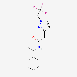 molecular formula C16H24F3N3O B7095702 N-(1-cyclohexylpropyl)-2-[1-(2,2,2-trifluoroethyl)pyrazol-3-yl]acetamide 