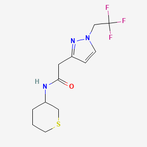 molecular formula C12H16F3N3OS B7095724 N-(thian-3-yl)-2-[1-(2,2,2-trifluoroethyl)pyrazol-3-yl]acetamide 