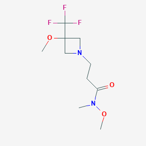 molecular formula C10H17F3N2O3 B7095748 N-methoxy-3-[3-methoxy-3-(trifluoromethyl)azetidin-1-yl]-N-methylpropanamide 