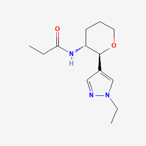 molecular formula C13H21N3O2 B7095765 N-[(2S,3R)-2-(1-ethylpyrazol-4-yl)oxan-3-yl]propanamide 