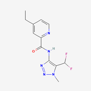 molecular formula C12H13F2N5O B7095807 N-[5-(difluoromethyl)-1-methyltriazol-4-yl]-4-ethylpyridine-2-carboxamide 