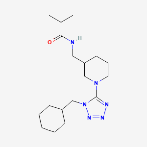 molecular formula C18H32N6O B7095822 N-[[1-[1-(cyclohexylmethyl)tetrazol-5-yl]piperidin-3-yl]methyl]-2-methylpropanamide 
