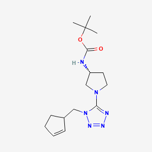 molecular formula C16H26N6O2 B7096049 tert-butyl N-[(3R)-1-[1-(cyclopent-2-en-1-ylmethyl)tetrazol-5-yl]pyrrolidin-3-yl]carbamate 