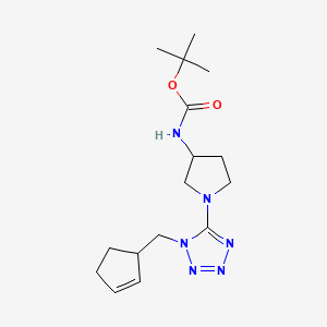 molecular formula C16H26N6O2 B7096054 tert-butyl N-[1-[1-(cyclopent-2-en-1-ylmethyl)tetrazol-5-yl]pyrrolidin-3-yl]carbamate 