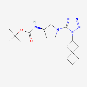 molecular formula C17H28N6O2 B7096129 tert-butyl N-[(3R)-1-(1-spiro[3.3]heptan-2-yltetrazol-5-yl)pyrrolidin-3-yl]carbamate 
