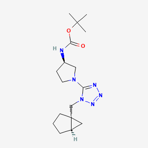 molecular formula C17H28N6O2 B7096200 tert-butyl N-[(3R)-1-[1-[[(1R,5R)-1-bicyclo[3.1.0]hexanyl]methyl]tetrazol-5-yl]pyrrolidin-3-yl]carbamate 