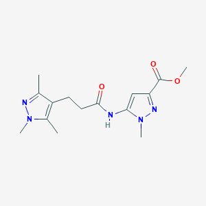 molecular formula C15H21N5O3 B7096544 Methyl 1-methyl-5-[3-(1,3,5-trimethylpyrazol-4-yl)propanoylamino]pyrazole-3-carboxylate 