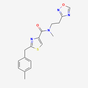 molecular formula C17H18N4O2S B7096569 N-methyl-2-[(4-methylphenyl)methyl]-N-[2-(1,2,4-oxadiazol-3-yl)ethyl]-1,3-thiazole-4-carboxamide 