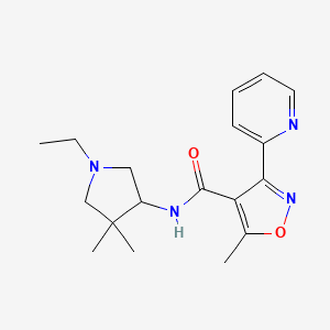 molecular formula C18H24N4O2 B7096586 N-(1-ethyl-4,4-dimethylpyrrolidin-3-yl)-5-methyl-3-pyridin-2-yl-1,2-oxazole-4-carboxamide 