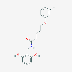 molecular formula C19H23NO4 B7096643 N-[(2,6-dihydroxyphenyl)methyl]-5-(3-methylphenoxy)pentanamide 