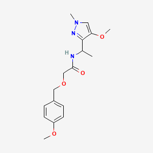 molecular formula C17H23N3O4 B7096679 N-[1-(4-methoxy-1-methylpyrazol-3-yl)ethyl]-2-[(4-methoxyphenyl)methoxy]acetamide 