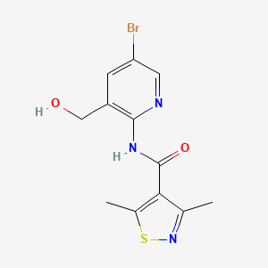 molecular formula C12H12BrN3O2S B7096711 N-[5-bromo-3-(hydroxymethyl)pyridin-2-yl]-3,5-dimethyl-1,2-thiazole-4-carboxamide 