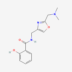 molecular formula C14H17N3O3 B7096792 N-[[2-[(dimethylamino)methyl]-1,3-oxazol-4-yl]methyl]-2-hydroxybenzamide 