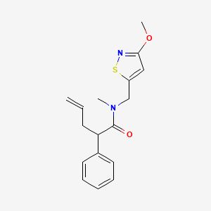 molecular formula C17H20N2O2S B7096817 N-[(3-methoxy-1,2-thiazol-5-yl)methyl]-N-methyl-2-phenylpent-4-enamide 