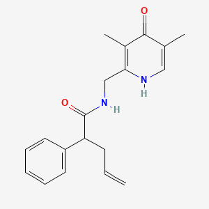 molecular formula C19H22N2O2 B7096940 N-[(3,5-dimethyl-4-oxo-1H-pyridin-2-yl)methyl]-2-phenylpent-4-enamide 
