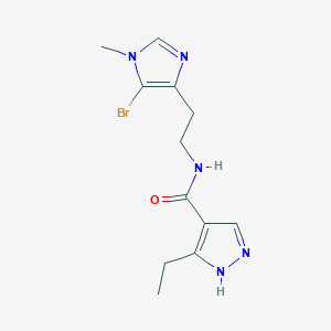 molecular formula C12H16BrN5O B7096952 N-[2-(5-bromo-1-methylimidazol-4-yl)ethyl]-5-ethyl-1H-pyrazole-4-carboxamide 