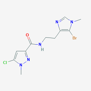 molecular formula C11H13BrClN5O B7096964 N-[2-(5-bromo-1-methylimidazol-4-yl)ethyl]-5-chloro-1-methylpyrazole-3-carboxamide 