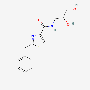 molecular formula C15H18N2O3S B7097070 N-[(2R)-2,3-dihydroxypropyl]-2-[(4-methylphenyl)methyl]-1,3-thiazole-4-carboxamide 