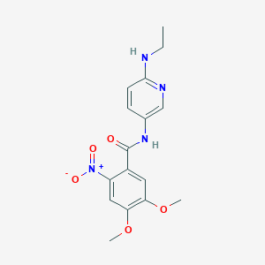 molecular formula C16H18N4O5 B7097084 N-[6-(ethylamino)pyridin-3-yl]-4,5-dimethoxy-2-nitrobenzamide 