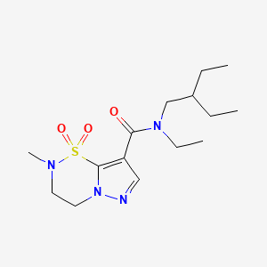 molecular formula C15H26N4O3S B7097253 N-ethyl-N-(2-ethylbutyl)-2-methyl-1,1-dioxo-3,4-dihydropyrazolo[1,5-e][1,2,5]thiadiazine-8-carboxamide 