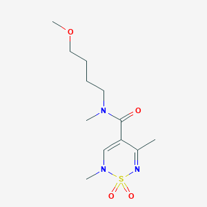 molecular formula C12H21N3O4S B7097262 N-(4-methoxybutyl)-N,2,5-trimethyl-1,1-dioxo-1,2,6-thiadiazine-4-carboxamide 