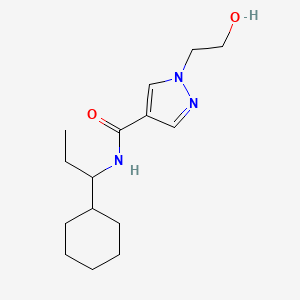 molecular formula C15H25N3O2 B7097312 N-(1-cyclohexylpropyl)-1-(2-hydroxyethyl)pyrazole-4-carboxamide 
