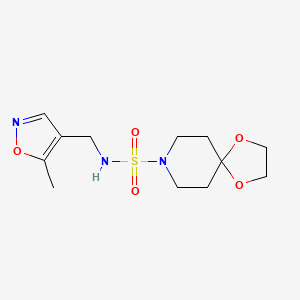 molecular formula C12H19N3O5S B7097391 N-[(5-methyl-1,2-oxazol-4-yl)methyl]-1,4-dioxa-8-azaspiro[4.5]decane-8-sulfonamide 