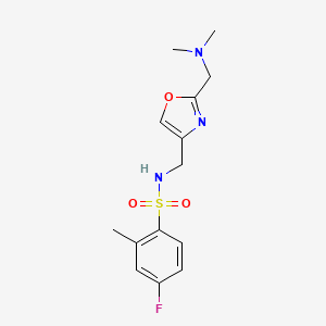 molecular formula C14H18FN3O3S B7097426 N-[[2-[(dimethylamino)methyl]-1,3-oxazol-4-yl]methyl]-4-fluoro-2-methylbenzenesulfonamide 