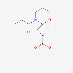 molecular formula C14H24N2O4 B7097479 Tert-butyl 9-propanoyl-5-oxa-2,9-diazaspiro[3.5]nonane-2-carboxylate 