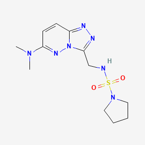 molecular formula C12H19N7O2S B7097590 N-[[6-(dimethylamino)-[1,2,4]triazolo[4,3-b]pyridazin-3-yl]methyl]pyrrolidine-1-sulfonamide 
