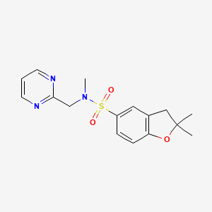 molecular formula C16H19N3O3S B7097683 N,2,2-trimethyl-N-(pyrimidin-2-ylmethyl)-3H-1-benzofuran-5-sulfonamide 